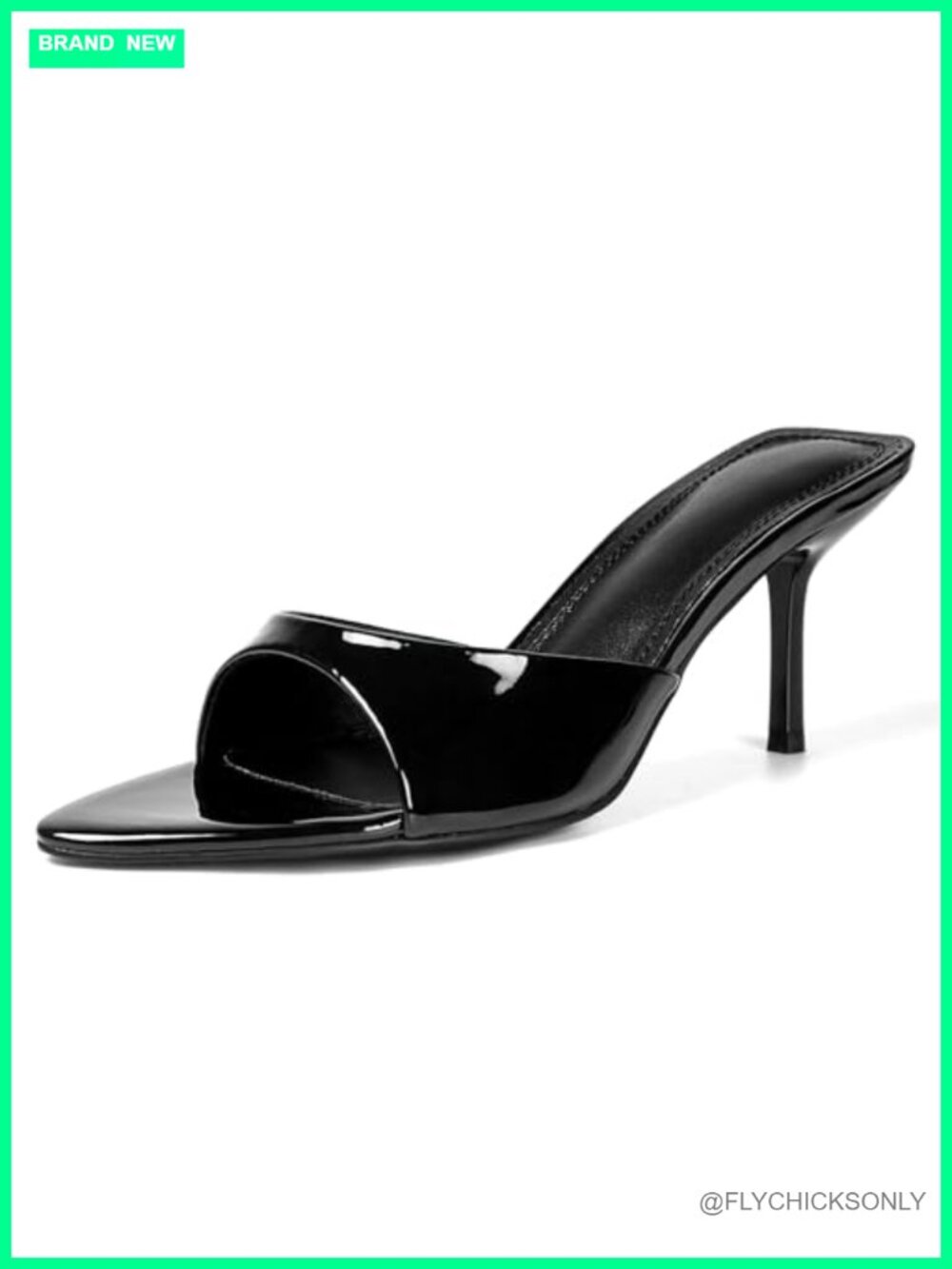 Kitten Heels Pointed Open Toe Mule Heeled Sandals Slip-On